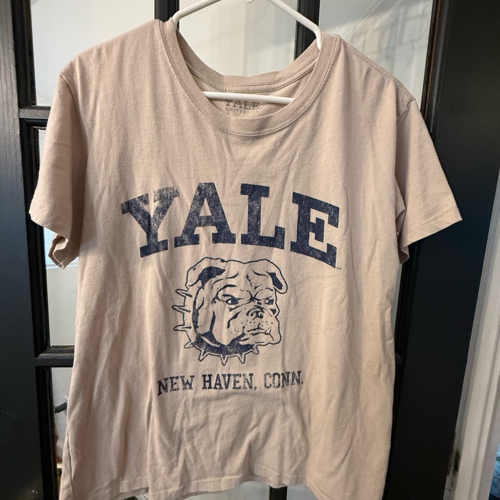 Yale Graphic T-Shirt in Beige and Blue large